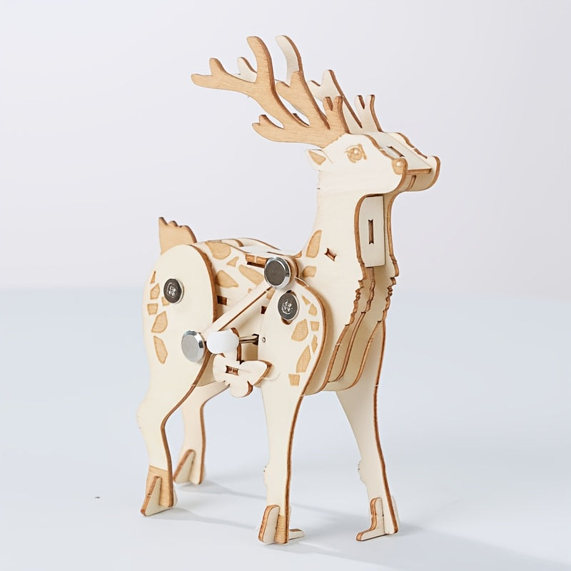 Walking Deer Wooden Three-dimensional Puzzle Toy Mechanical Gear Handmade DIY Puzzle Christmas Gift Desktop Ornaments Decorative Crafts Walking Deer Wooden Three-dimensional Puzzle Toy Mechanical Gear Handmade DIY Puzzle Christmas Gift Desktop Ornaments Decorative Crafts